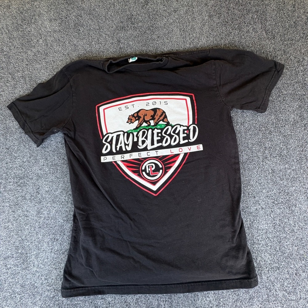 Lane Seven T-Shirt Mens Medium Black Cotton Stay Blessed Perfect Love Graphic